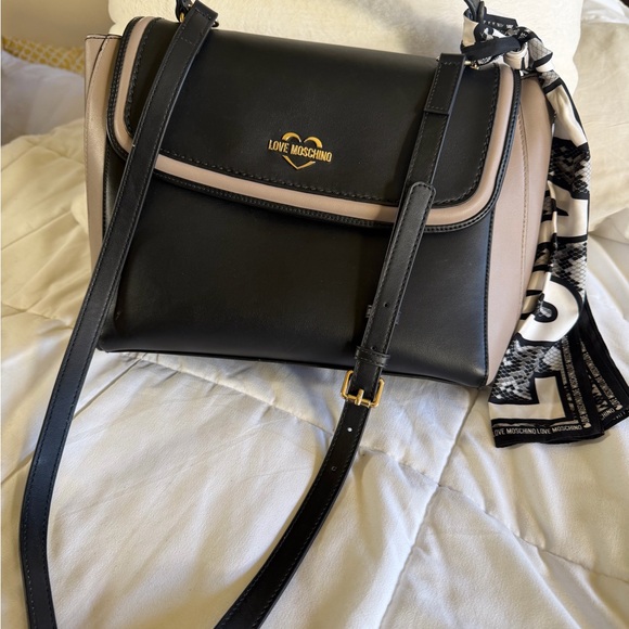 Love Moschino Handbags - Love Moschino Black and Cream Crossbody Bag